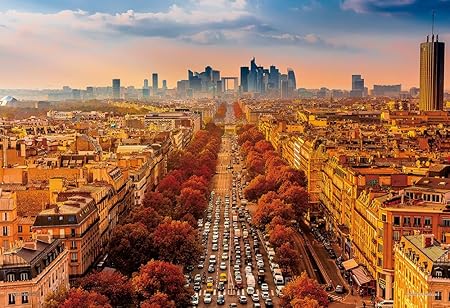 やのまん(Yanoman) 【日本製】1000ピース ジグソーパズル コンパクトピース 世界の風景 シャンゼリゼ通りとパリ眺望 (フランス) (26ｘ38cm) 13-16 ピース請求ハガキ のり付き へら付き サービスカード付 ジグソーパズルのトリセツ付