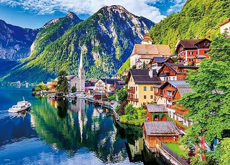 やのまん(Yanoman) 【日本製】500ピース ジグソーパズル 世界の風景 美しき湖畔ハルシュタット (オーストリア) (38x53cm) 05-1072 ピース請求ハガキ のり付き へら付き サービスカード付 ジグソーパズルのトリセツ付